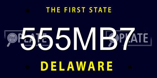 555MB7 Delaware License Plate