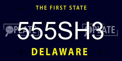 555SH3 Delaware License Plate