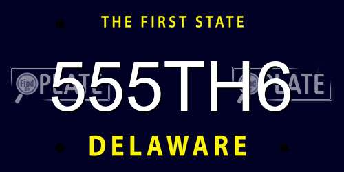 555TH6 Delaware License Plate