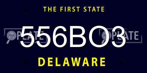 556BO3 Delaware License Plate