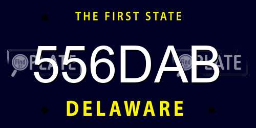 556DAB Delaware License Plate