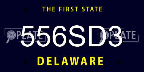 556SD3 Delaware License Plate