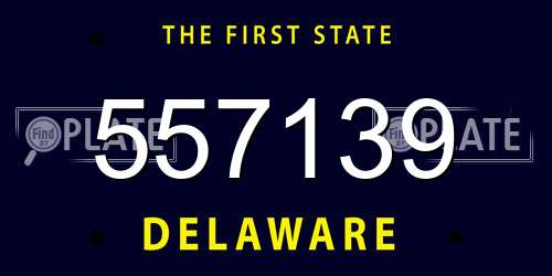 557139 Delaware License Plate