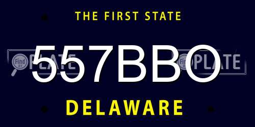 557BBO Delaware License Plate