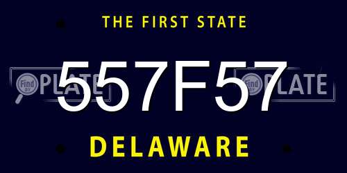 557F57 Delaware License Plate