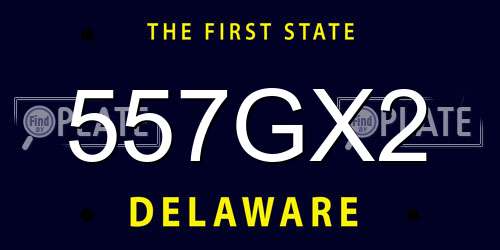 557GX2 Delaware License Plate