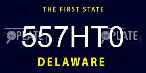 557HT0 Delaware License Plate
