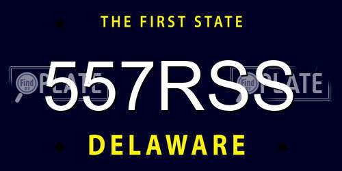 557RSS Delaware License Plate
