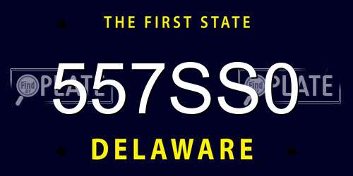 557SS0 Delaware License Plate
