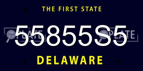55855S5 Delaware License Plate
