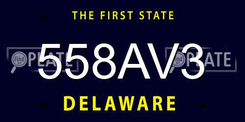 558AV3 Delaware License Plate