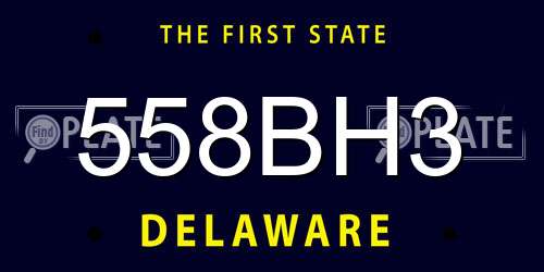 558BH3 Delaware License Plate