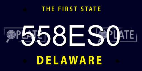 558ES0 Delaware License Plate