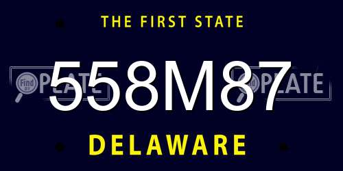 558M87 Delaware License Plate