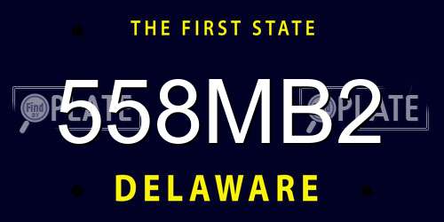 558MB2 Delaware License Plate