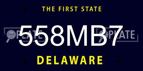 558MB7 Delaware License Plate