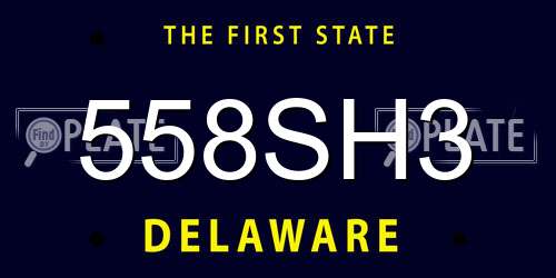 558SH3 Delaware License Plate
