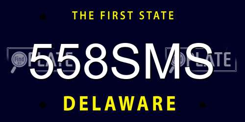 558SMS Delaware License Plate