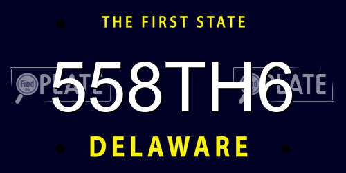 558TH6 Delaware License Plate