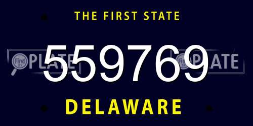 559769 Delaware License Plate