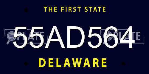 55AD564 Delaware License Plate