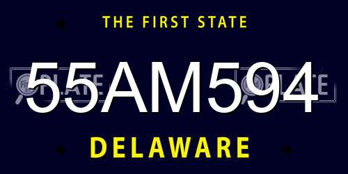 55AM594 Delaware License Plate