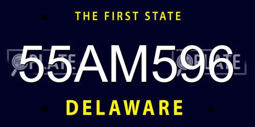 55AM596 Delaware License Plate
