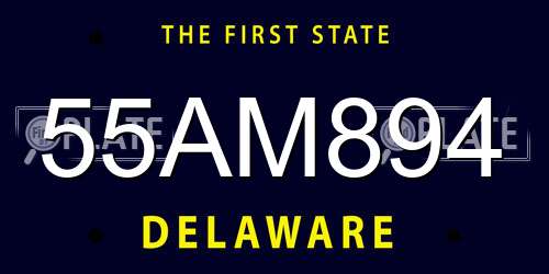55AM894 Delaware License Plate