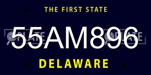55AM896 Delaware License Plate