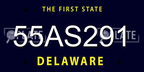 55AS291 Delaware License Plate