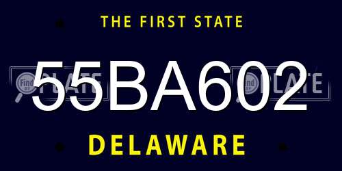 55BA602 Delaware License Plate