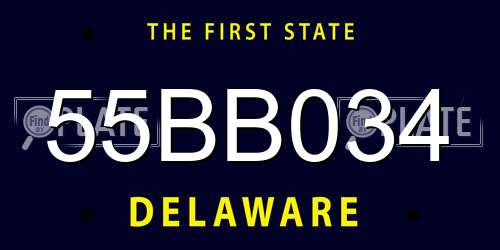55BB034 Delaware License Plate
