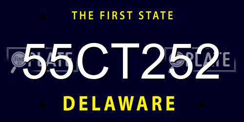55CT252 Delaware License Plate