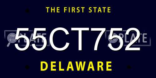 55CT752 Delaware License Plate