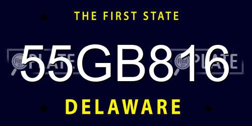 55GB816 Delaware License Plate