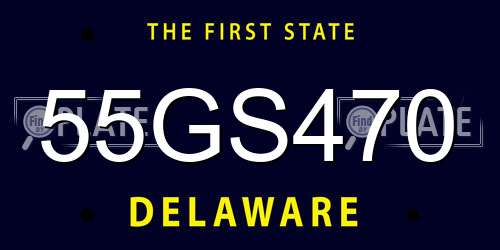 55GS470 Delaware License Plate