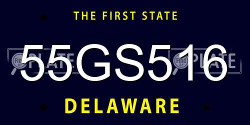 55GS516 Delaware License Plate