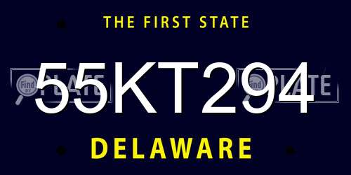 55KT294 Delaware License Plate
