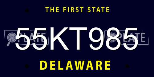 55KT985 Delaware License Plate