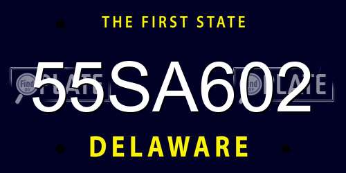 55SA602 Delaware License Plate