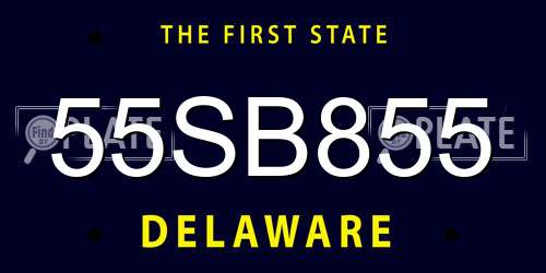 55SB855 Delaware License Plate