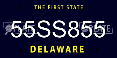 55SS855 Delaware License Plate