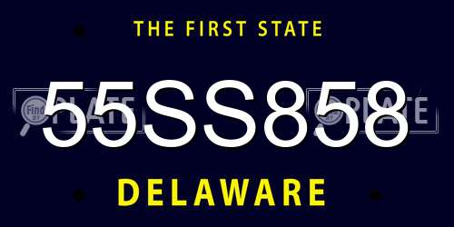55SS858 Delaware License Plate