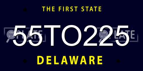 55TO225 Delaware License Plate