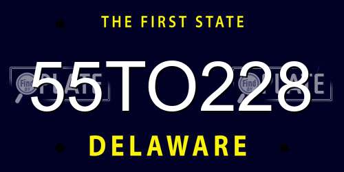 55TO228 Delaware License Plate