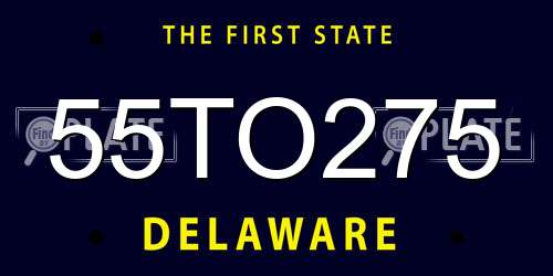 55TO275 Delaware License Plate