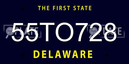 55TO728 Delaware License Plate