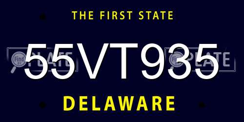 55VT935 Delaware License Plate