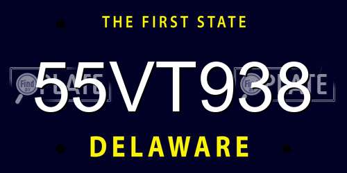 55VT938 Delaware License Plate