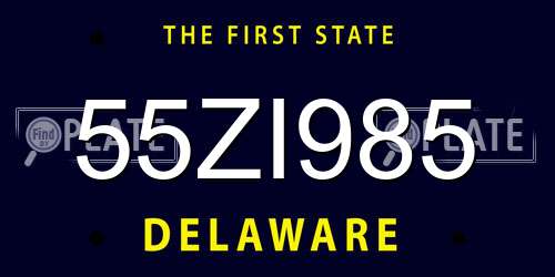 55ZI985 Delaware License Plate